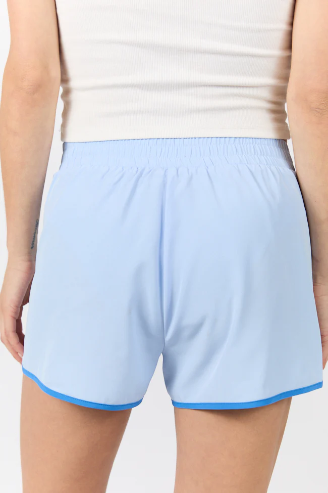 On The Move Blue Running Shorts With Contrast Trim FINAL SALE - Terpint