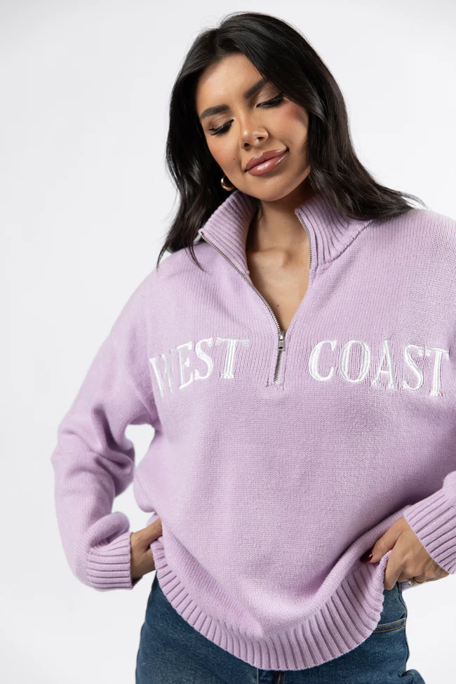 Roll With It Purple West Coast Quarter Zip Sweater FINAL SALE - Terpint