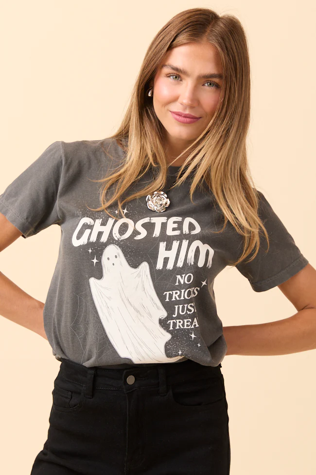 Ghosted Him Dark Grey Graphic Tee - Terpint