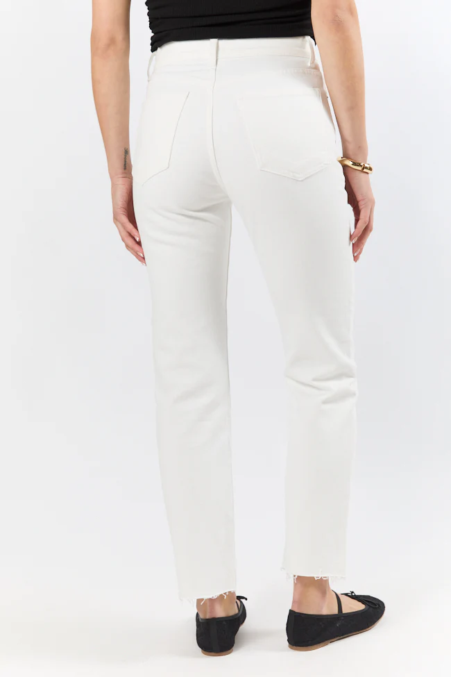Westin White Straight Leg Raw Hem Jeans DOORBUSTER - Terpint