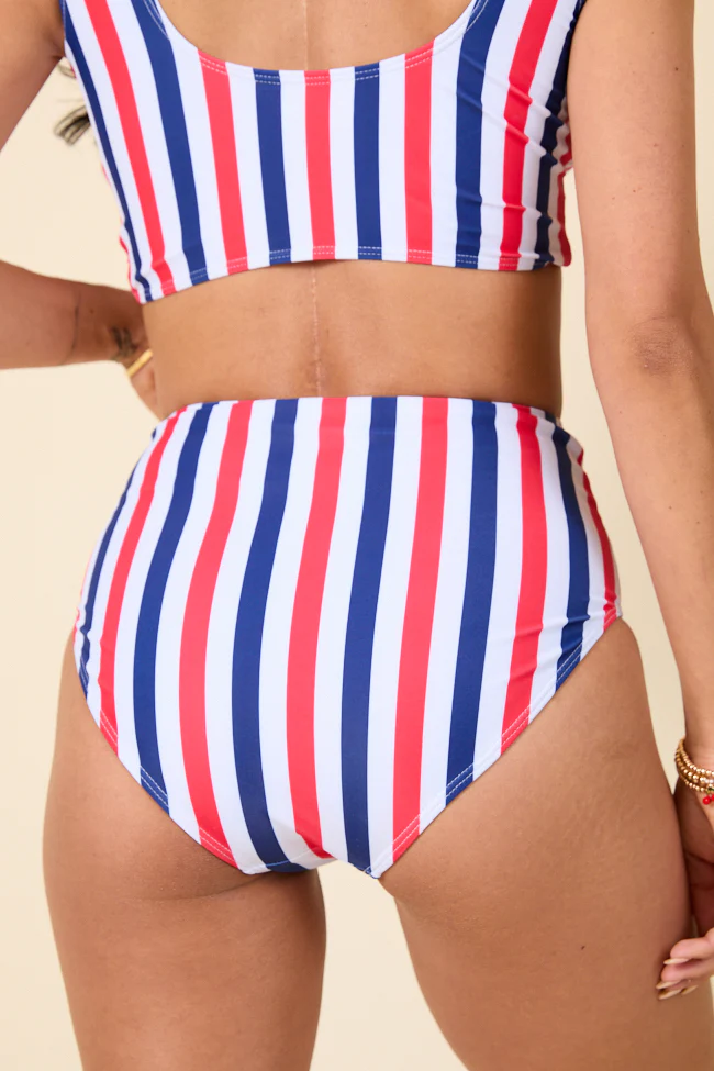 American Dreams Red, White, and Blue Striped High Waisted Bikini Bottoms FINAL SALE - Terpint