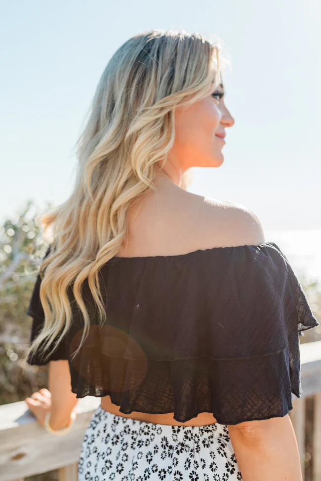 Swaying In A Breeze Black Linen Blouse FINAL SALE - Terpint