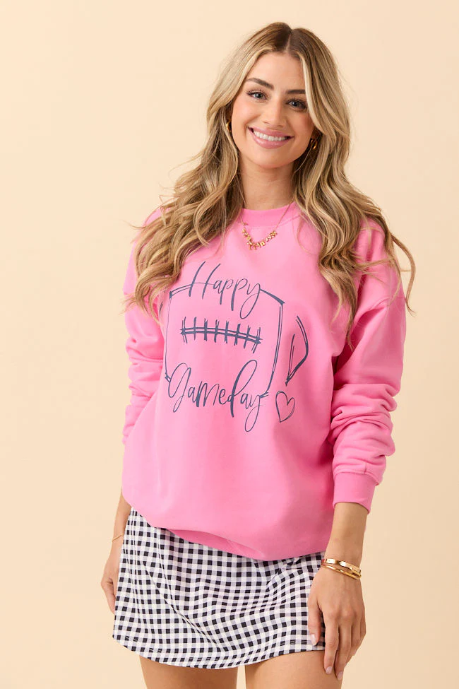 Happy Gameday Pink Graphic Sweatshirt - Terpint