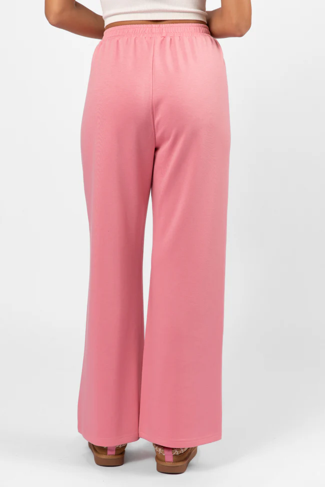 Let's Just Stay Pink Knit Wide Leg Pants FINAL SALE - Terpint