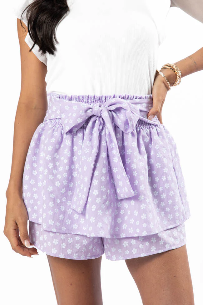 Garden Gathering Purple Belted Floral Skort FINAL SALE - Terpint
