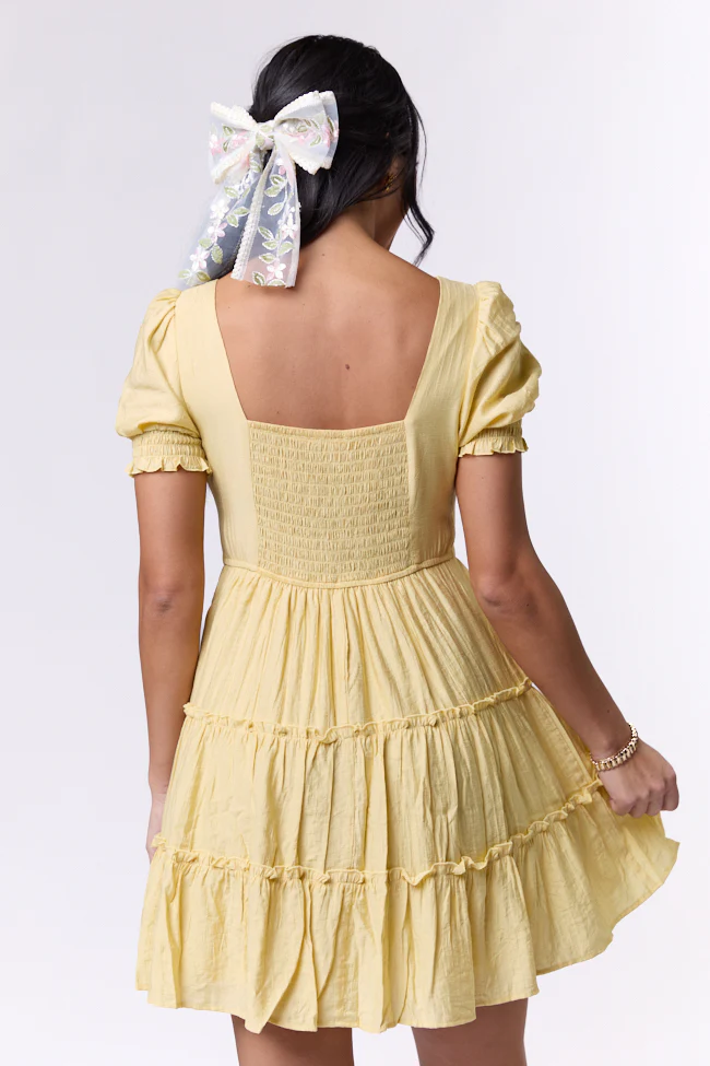 Easily Loved Yellow Babydoll Short Sleeve Mini Dress SALE - Terpint