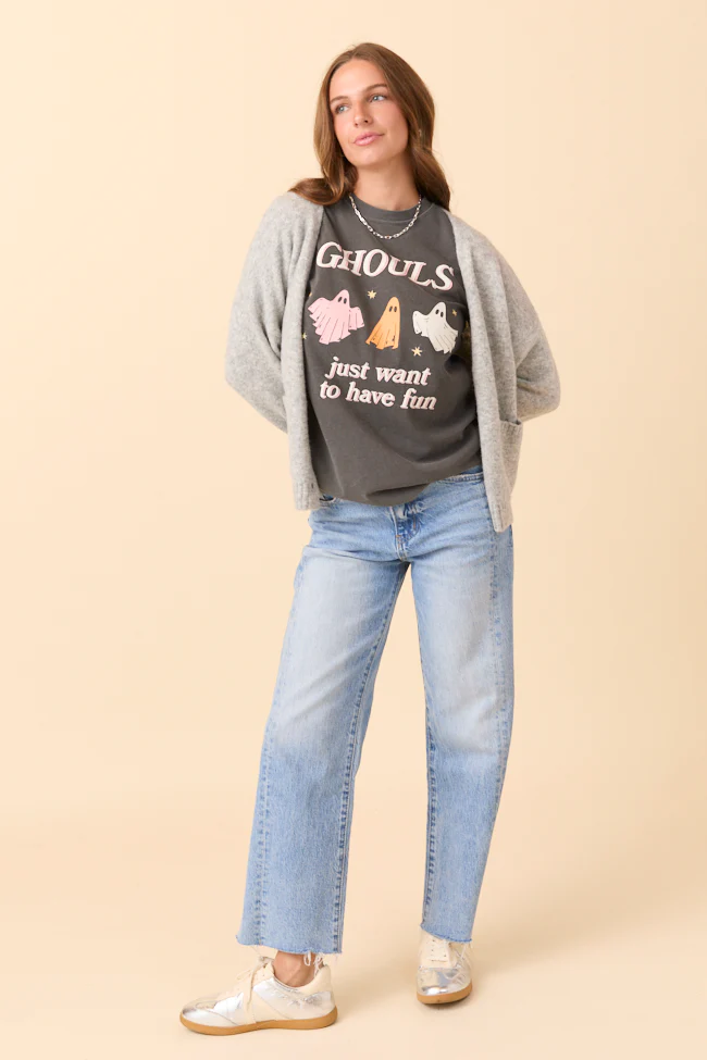 Ghouls Just Want To Have Fun Dark Grey Graphic Tee - Terpint