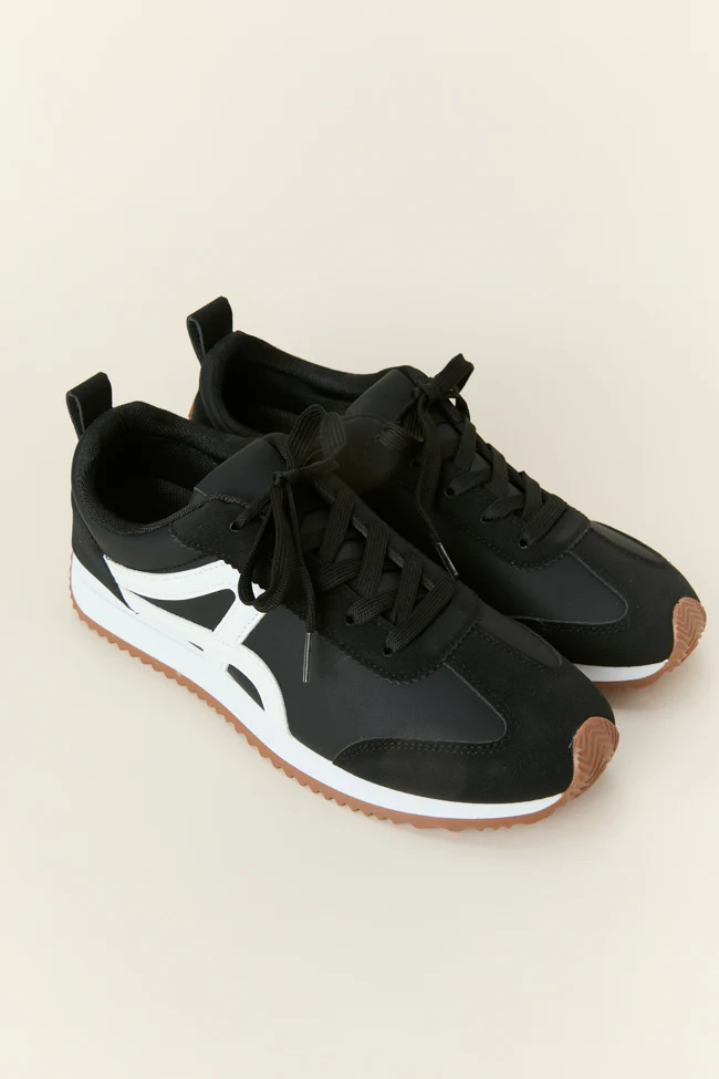 Madeline Black Stripe Sneakers SALE - Terpint