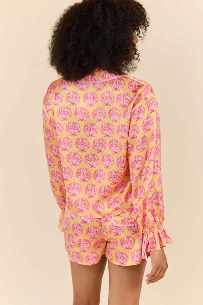 Seashell Serenity Satin Pajama Shorts FINAL SALE - Terpint