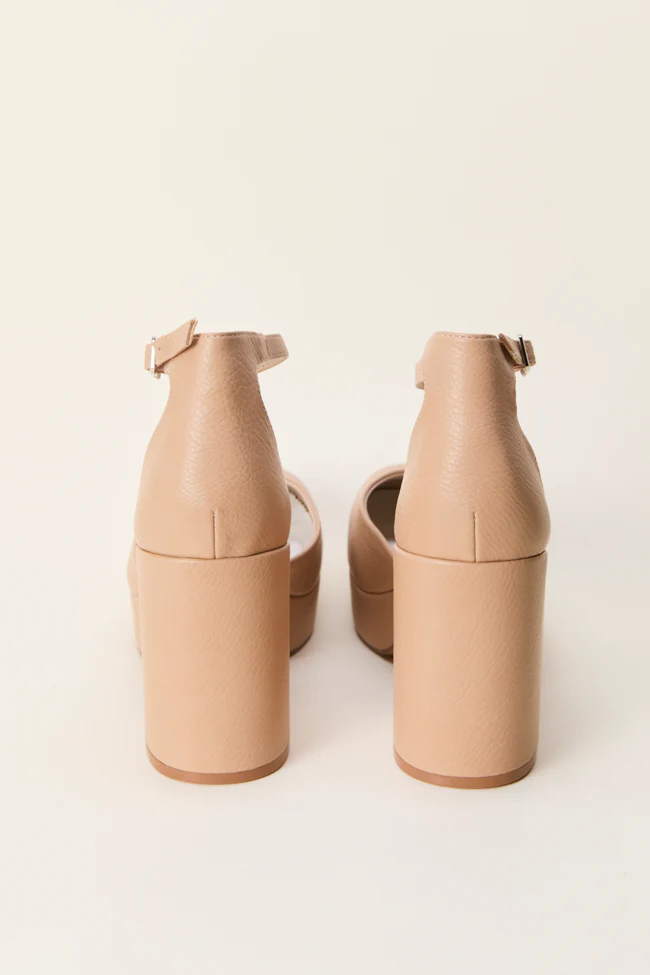 Oslo Natural Buckle Platform Heels - Terpint