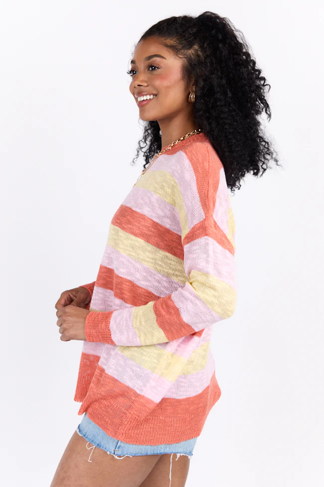 Sunset Chaser Yellow Multi Striped Lightweight Sweater FINAL SALE - Terpint