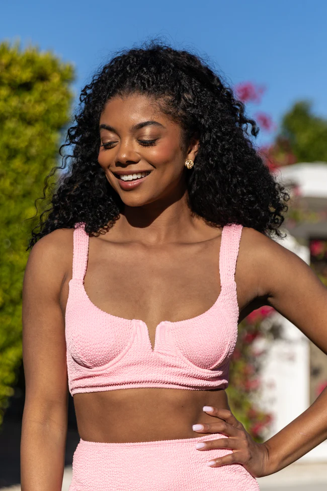 Summer Oasis Light Pink Underwire Split V Bikini Top FINAL SALE - Terpint