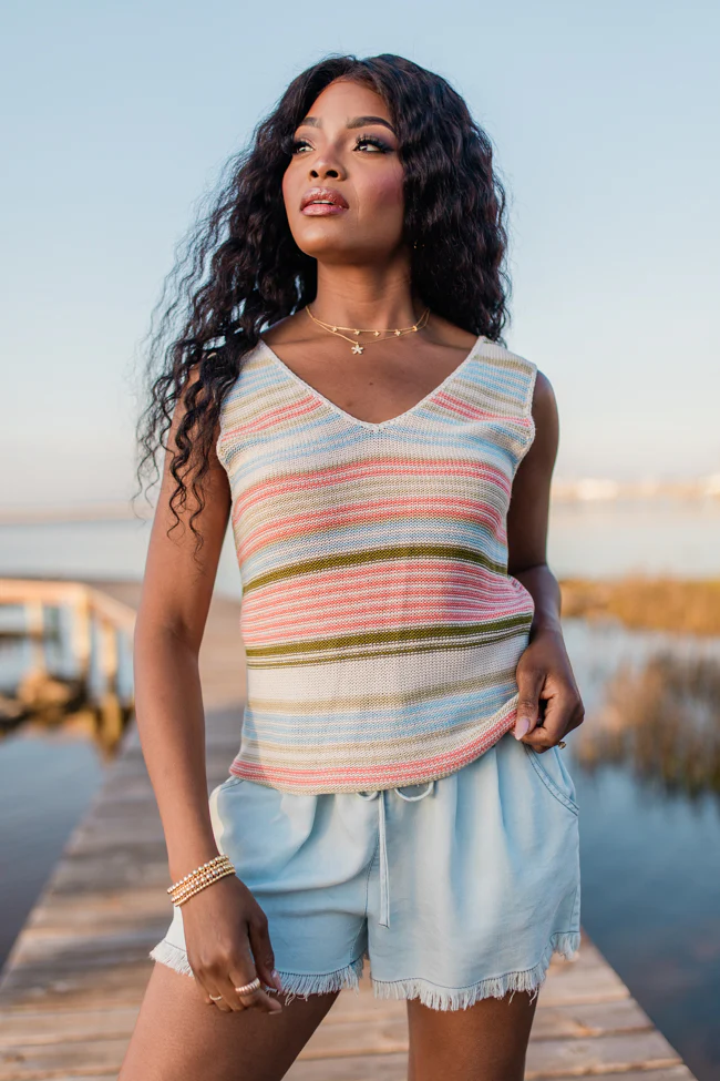 On The Cape Multi Stripe Sweater Tank FINAL SALE - Terpint