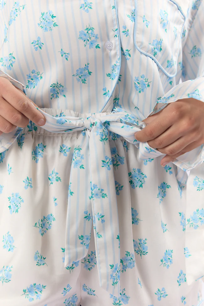 Sleep On My Side Blue Floral Satin Pajama Shorts FINAL SALE - Terpint