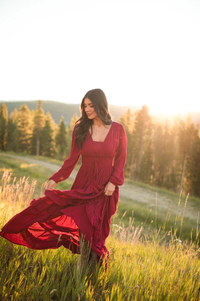 Lucky to Have You Wine Maxi Dress SALE - Terpint