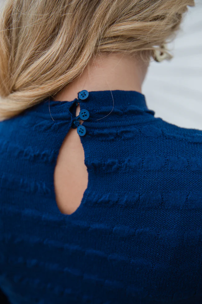 So Stylish Navy Textured Column Midi Dress FINAL SALE - Terpint