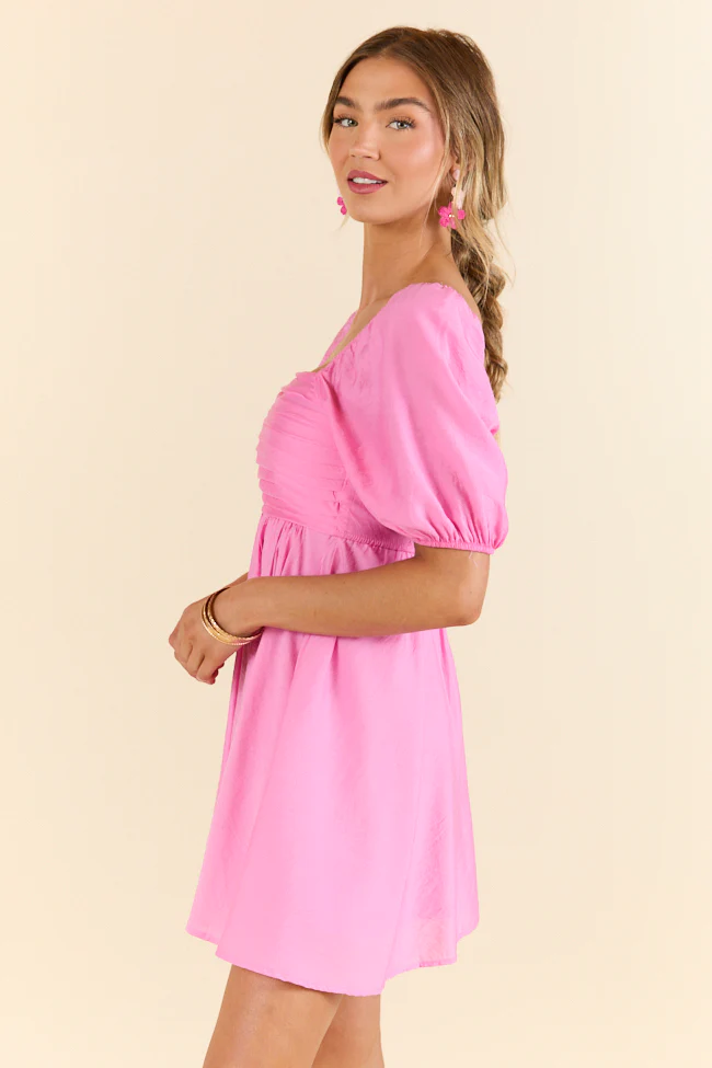 Take Your Time Pink Pleated Short Sleeve Mini Dress FINAL SALE - Terpint