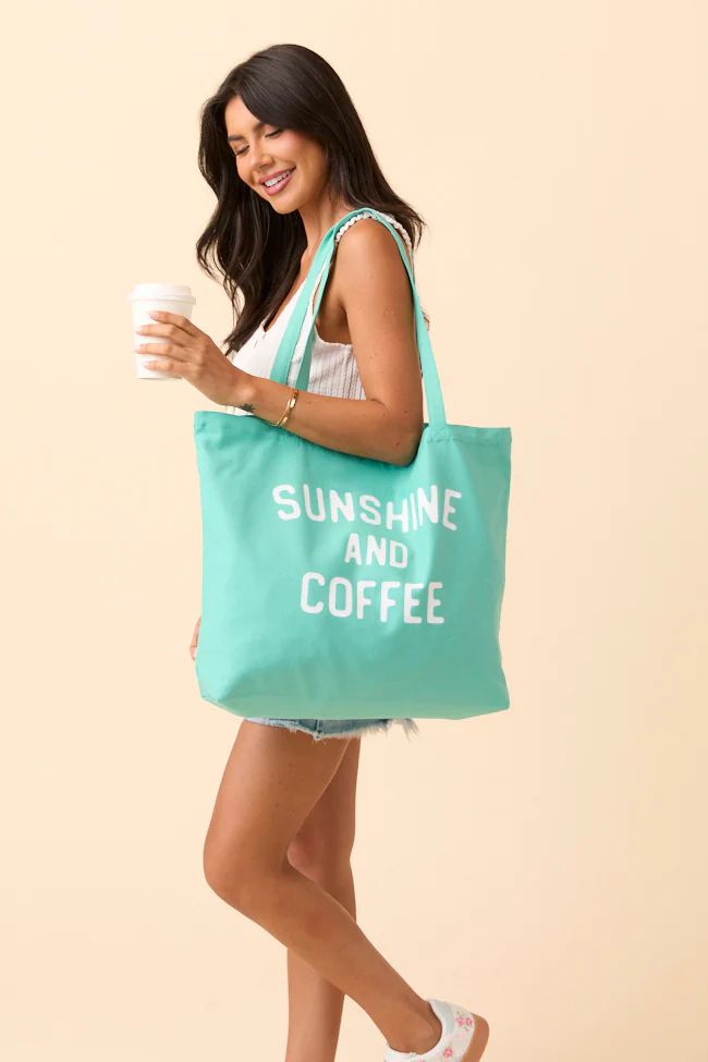 Sunshine and Coffee Sea Glass Green Graphic Tote Bag - Terpint