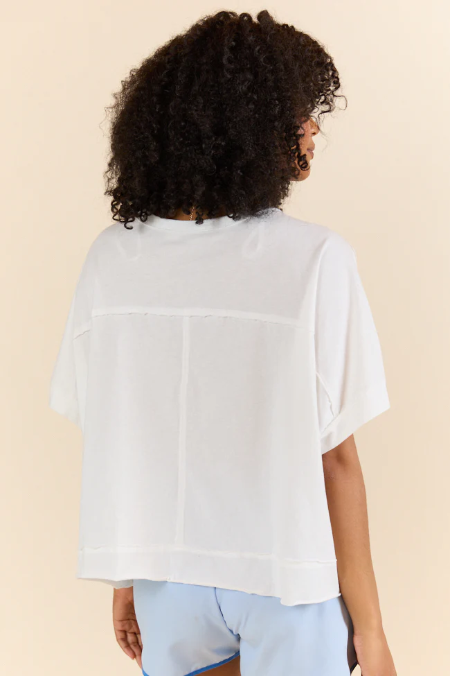Walk Out White Oversized Washed Crop Knit Top FINAL SALE - Terpint