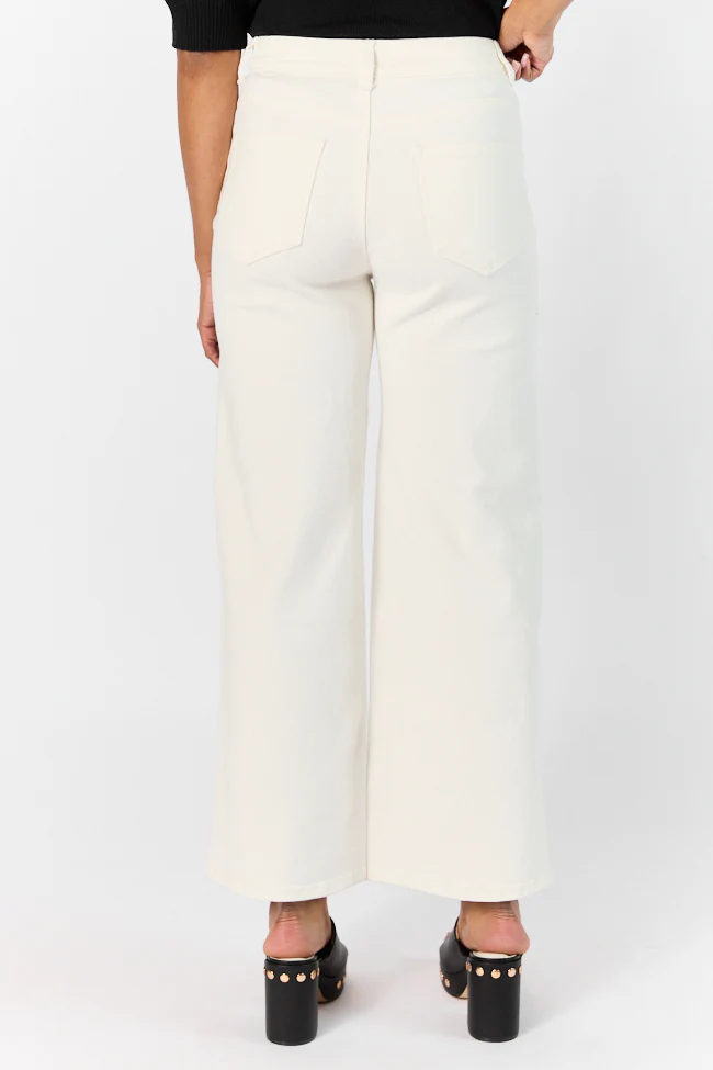 Sutton White Wide Leg Patch Pocket Jeans SALE - Terpint
