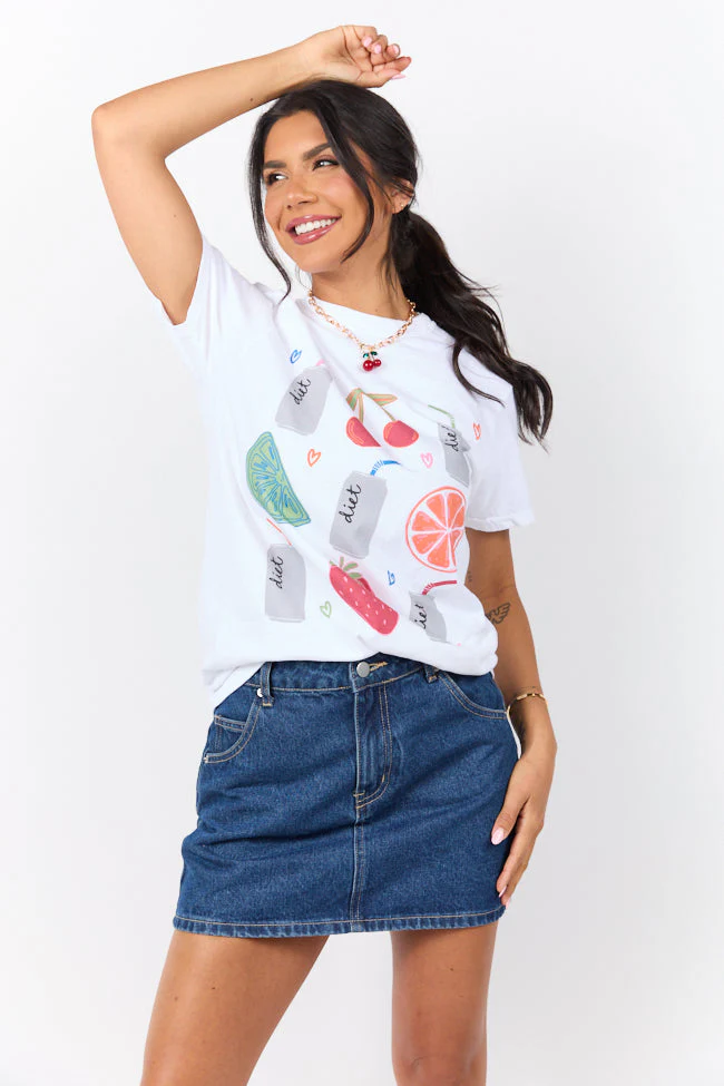 Diet Soda and Fruit White Graphic Tee - Terpint