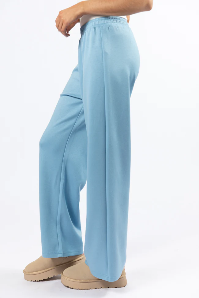 Let's Just Stay Blue Knit Wide Leg Pants FINAL SALE - Terpint