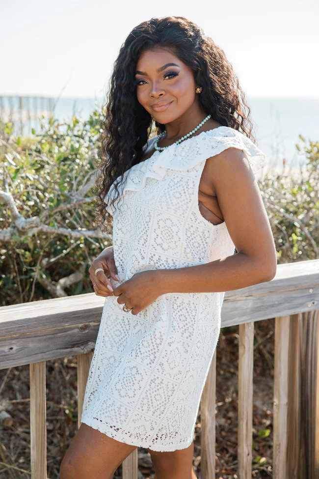 Where Memories Are Made White Crochet One Shoulder Dress FINAL SALE - Terpint