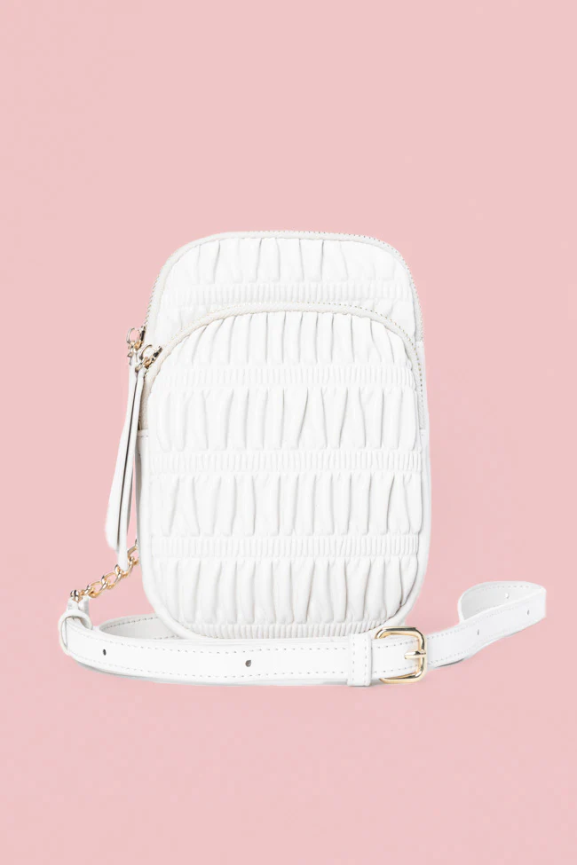 Ivory Ruched Crossbody Purse DOORBUSTER - Terpint