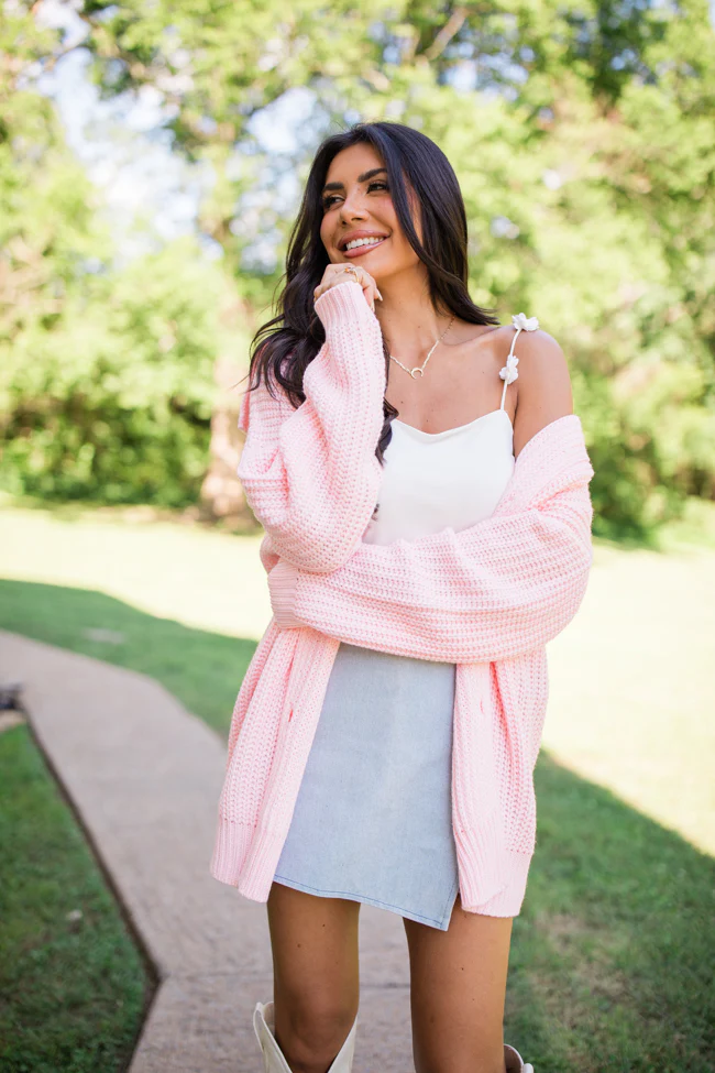 All In Theory Pink Oversized Cardigan - Terpint
