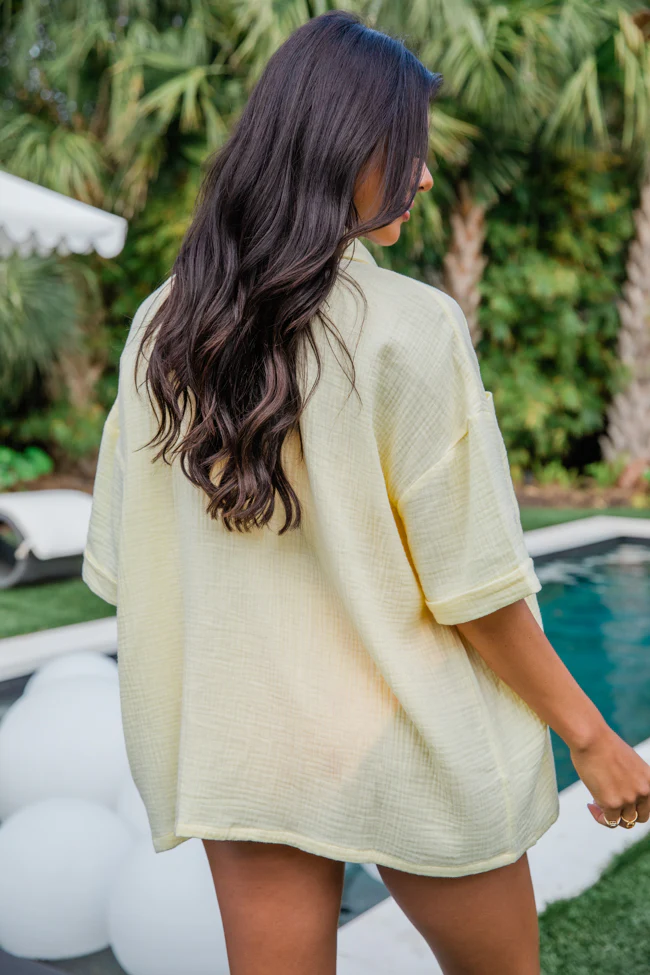 Let Me Adore You Short Sleeve Yellow Button Front Gauze Blouse FINAL SALE - Terpint