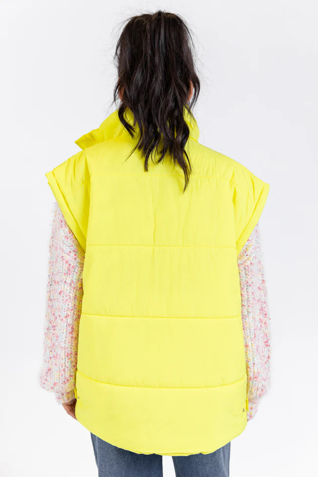 Going Upstate Yellow Oversized Puffer Vest FINAL SALE - Terpint