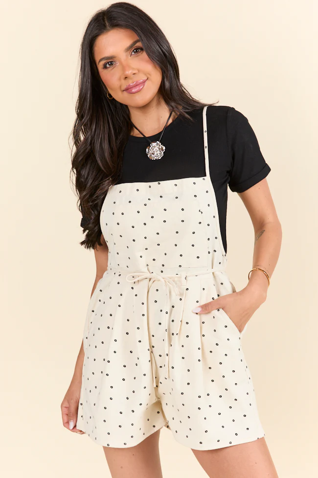 Better Perspective Black and White Daisy Denim Romper - Terpint