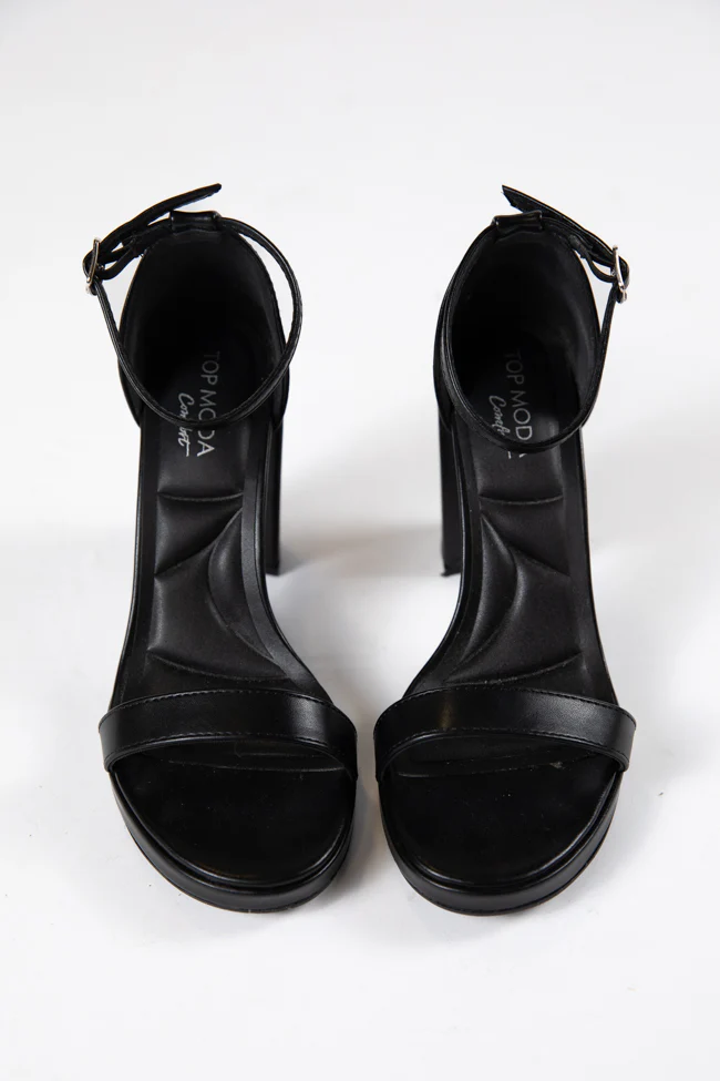 Shivani Black Leather Heels FINAL SALE - Terpint