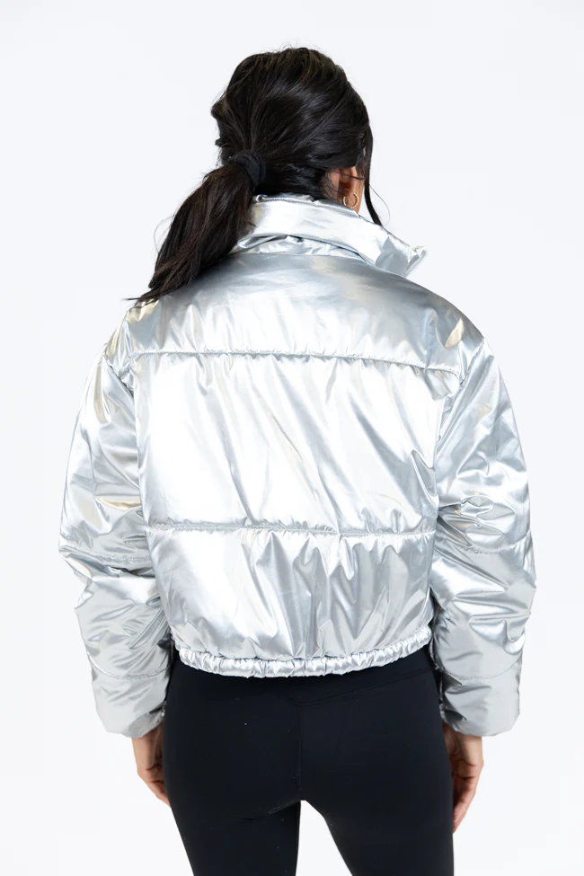 Keep Me Warm Silver Chrome Puffer Jacket FINAL SALE - Terpint
