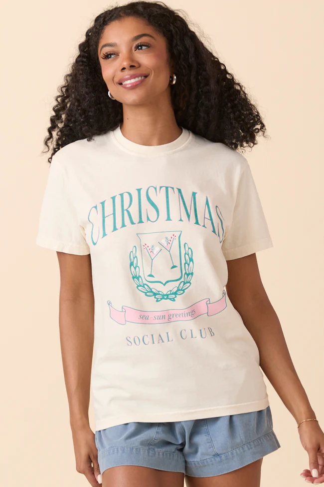 Christmas Social Club Ivory Graphic Tee - Terpint