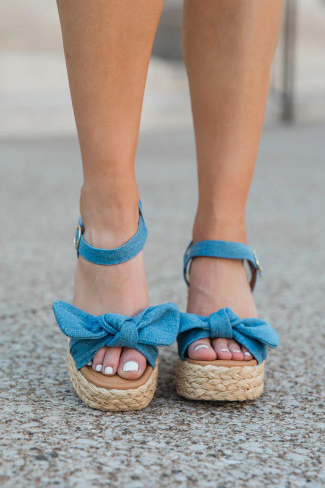 Kacey Chambray Bow Woven Heels FINAL SALE - Terpint