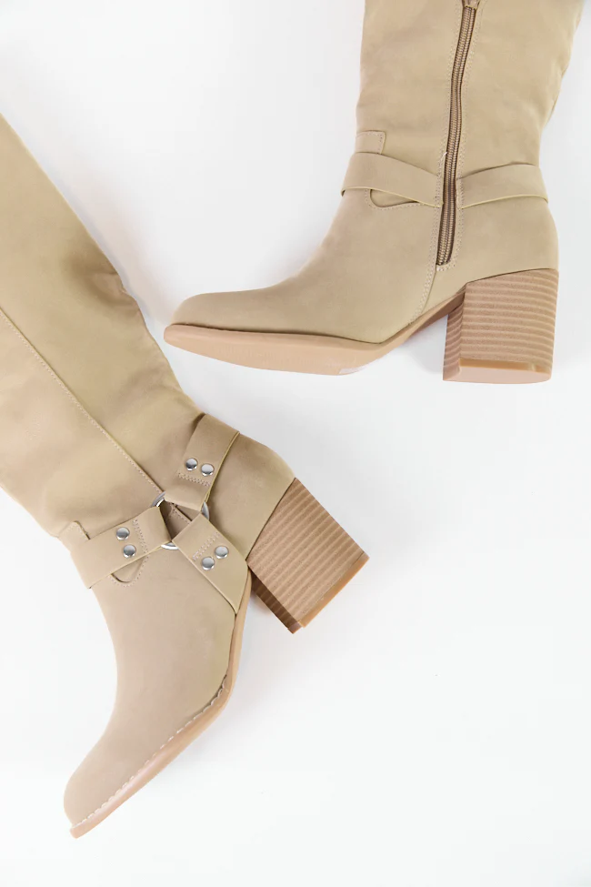 Hendrix Taupe Moto Tall Boots FINAL SALE - Terpint