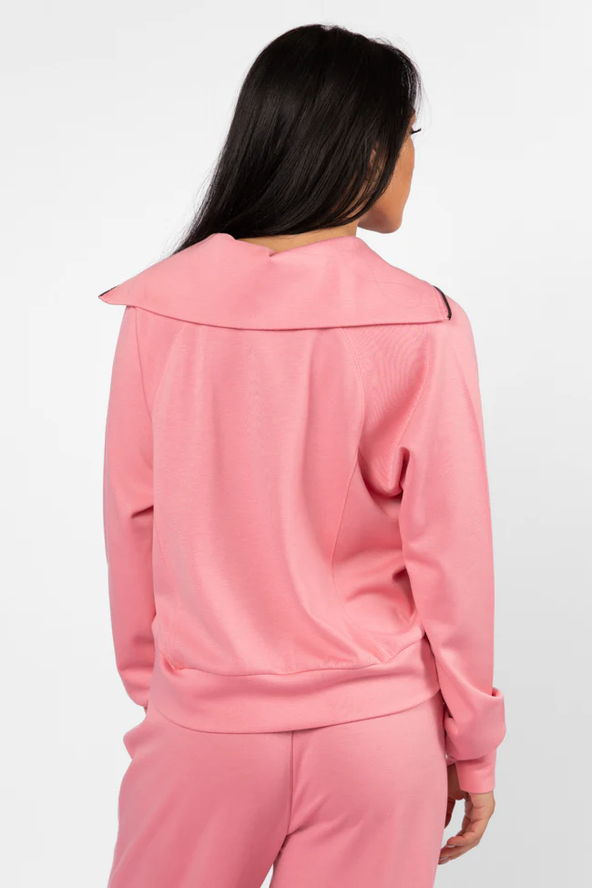 Let's Just Stay Pink Quarter Zip Knit Pullover FINAL SALE - Terpint
