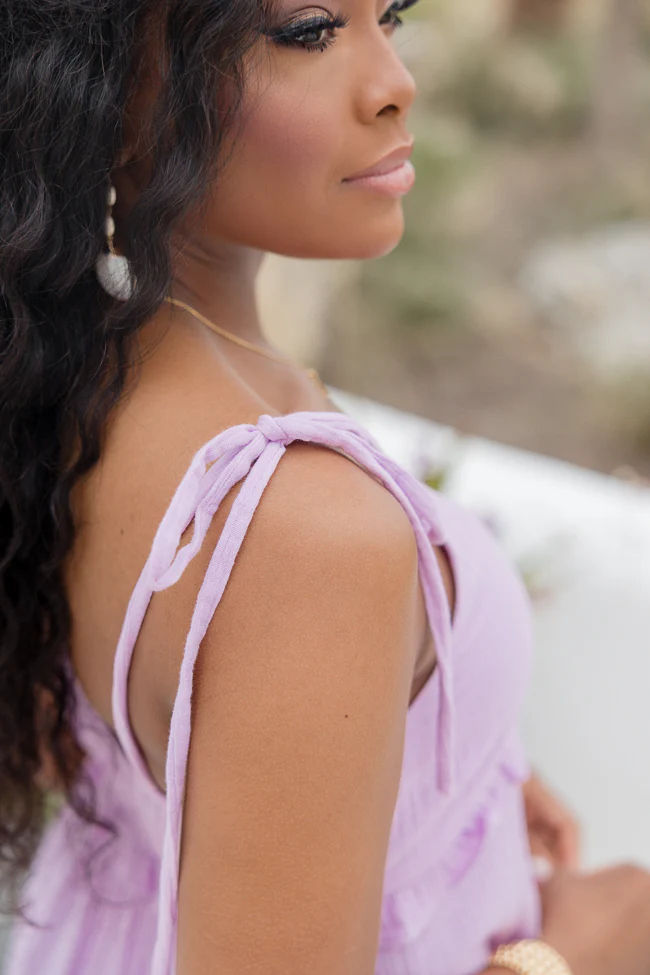 Radiant Rays Lilac Tie Shoulder Romper FINAL SALE - Terpint