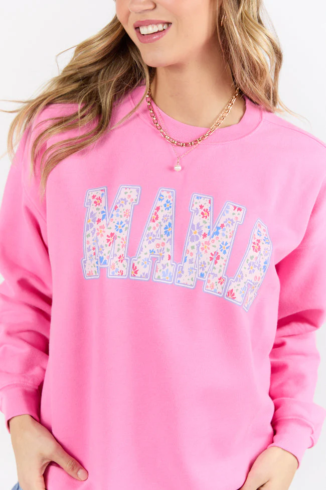 Mama Floral Pink Graphic Sweatshirt - Terpint