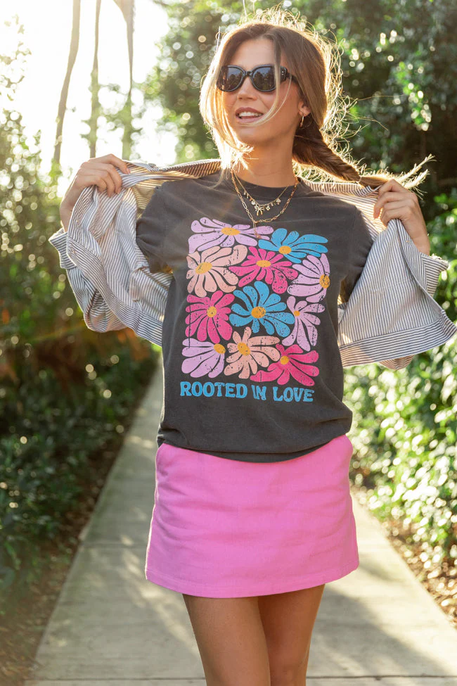Rooted In Love Dark Grey Graphic Tee - Terpint