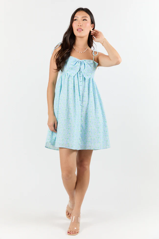 Blooming Bow Detail Multi Floral Mini Dress FINAL SALE - Terpint