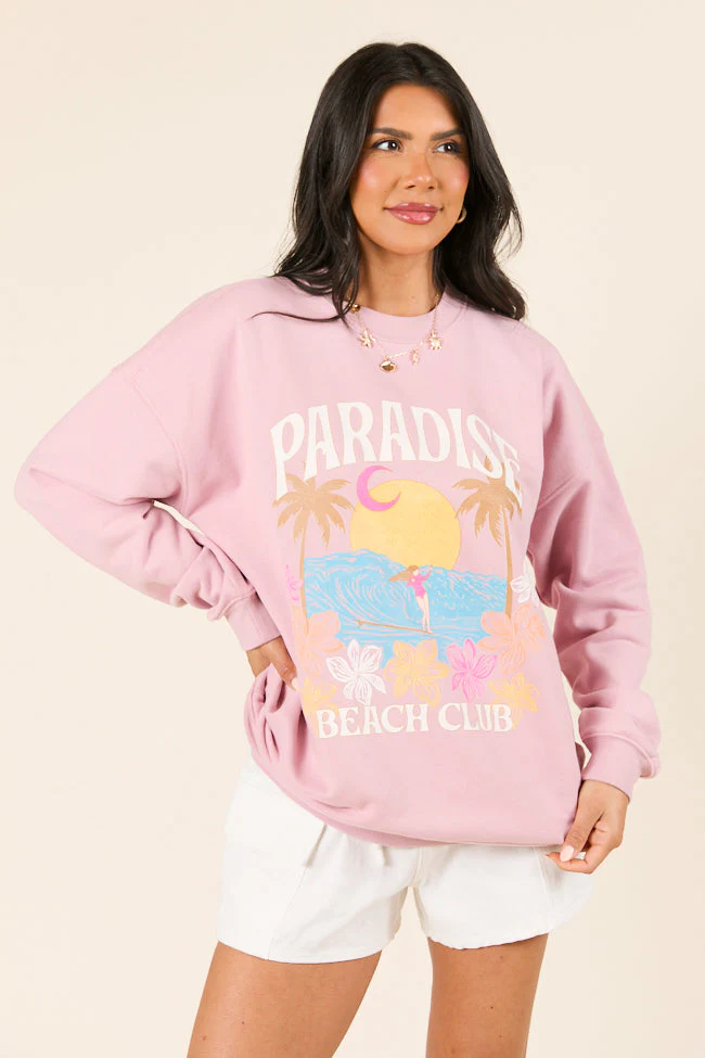 Paradise Beach Club Mauve Graphic Sweatshirt - Terpint