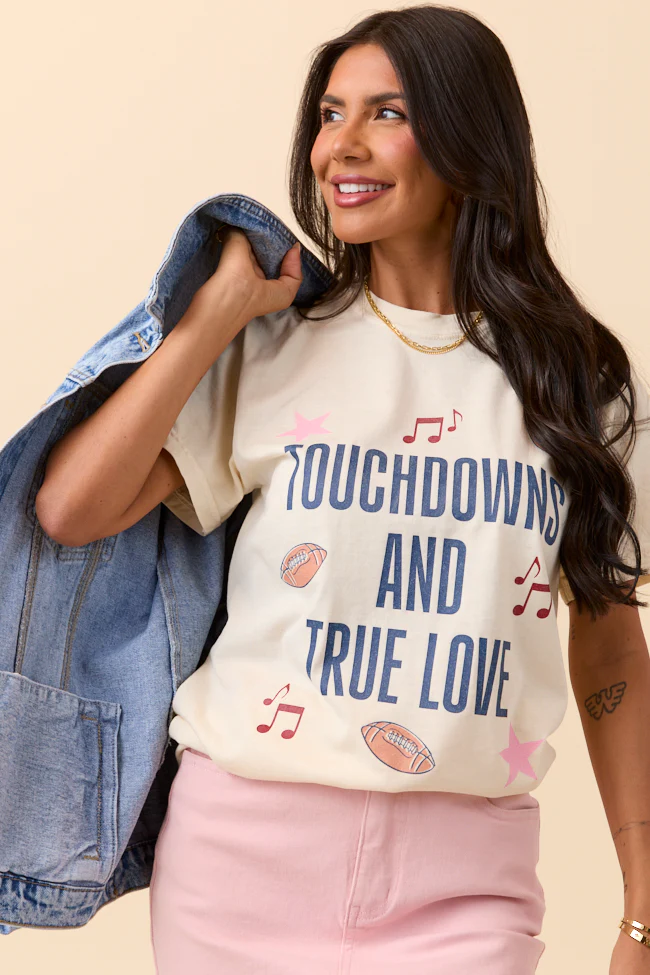 Touch Downs And True Love Ivory Graphic Tee - Terpint