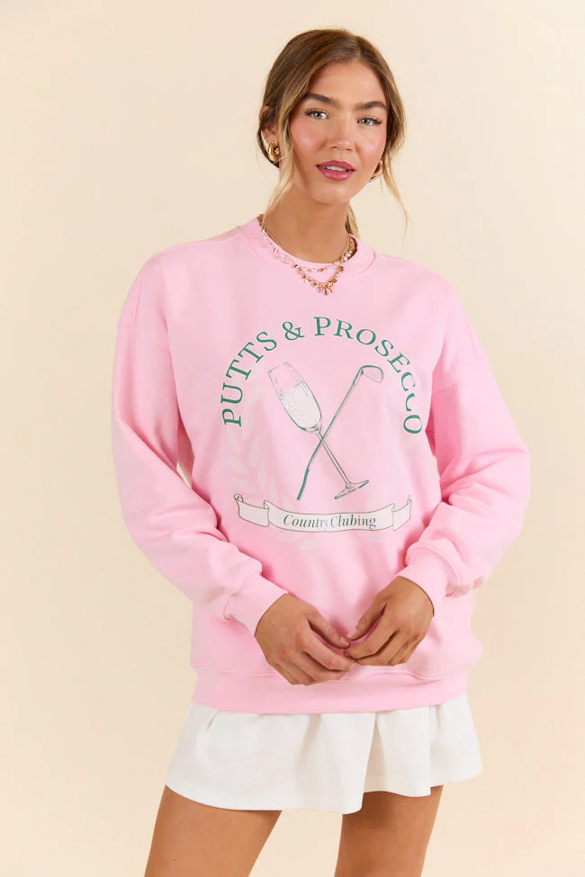 Putts & Prosecco Light Pink Graphic Sweatshirt - Terpint
