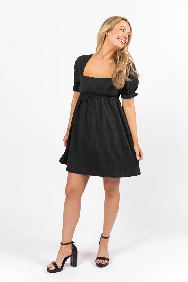 All My Days Black Square Neck Printed Mini Dress FINAL SALE - Terpint