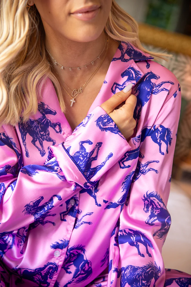 The Kylie Pink Wild Horses Pajama Set Just Classically Cassidy X Pink Lily - Terpint
