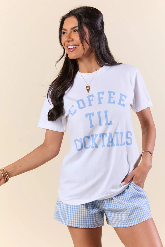 Coffee Til Cocktails White Graphic Tee - Terpint