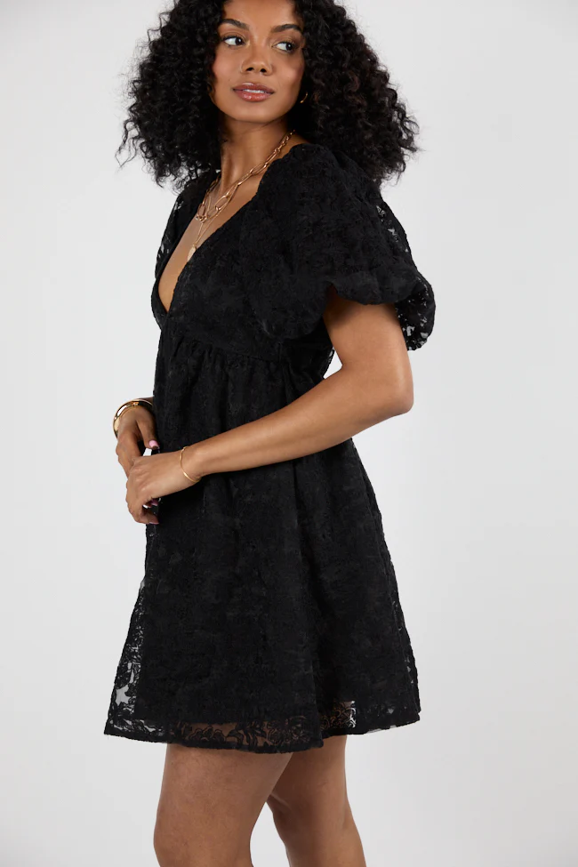 Midnight Muse Black Lace Babydoll Dress SALE - Terpint