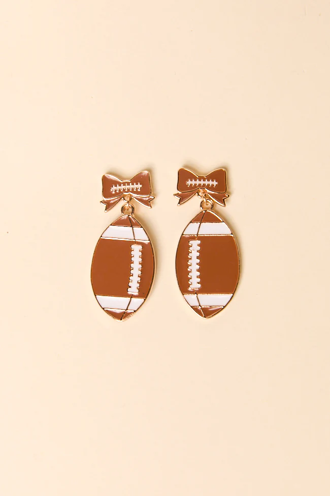Romo Brown Bow Football Earrings - Terpint